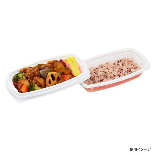 弁当容器 BCT コバコ 21-12 W-コトン P 身 中央化学 透明な容器に入った弁当の横から見た様子
