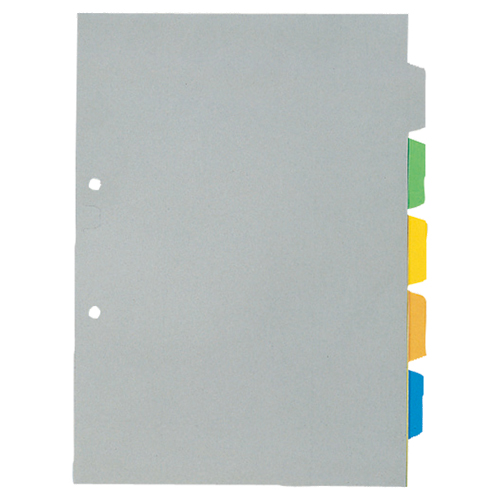 ｶﾊﾞｰ付ｶﾗｰｲﾝﾃﾞｯｸｽ A4ﾀﾃ 2穴 5色5山5枚 1ﾊﾟｯｸ(10組)