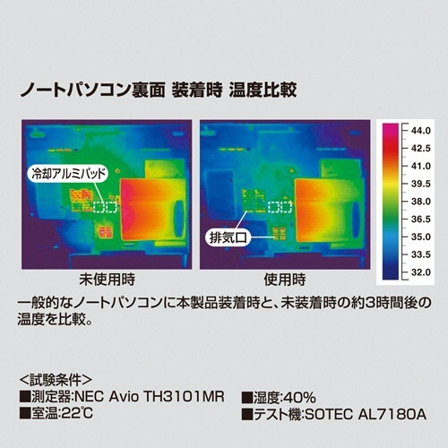ノートパソコン冷却パッド　ブルー　1パック(12枚) パッケージの側面が特徴的に映し出されている状態