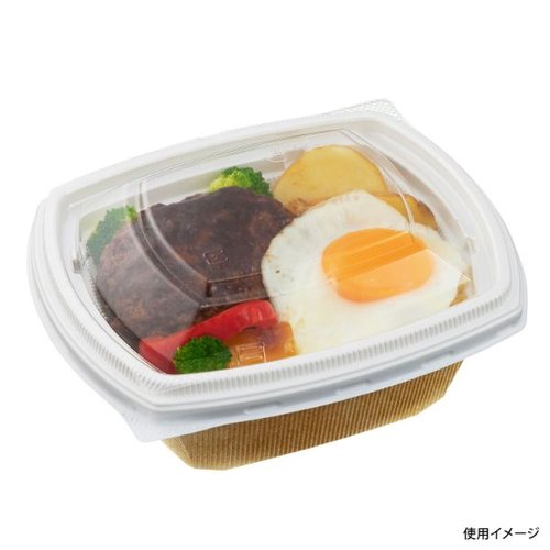 弁当容器 BCT コバコ 18-15 W-コトン BG 身 中央化学 透明な容器に詰められた弁当の中身が見える状態
