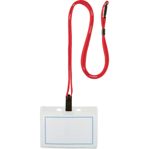 ｽﾄﾗｯﾌﾟ付ﾎｲｯｽﾙ名札 ｿﾌﾄ 赤 1枚画像