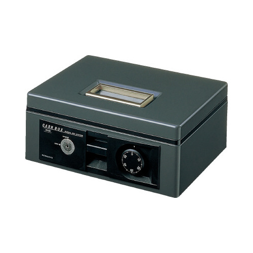 手提げ金庫　Ａ５　シリンダー錠・ダイヤル錠　濃灰