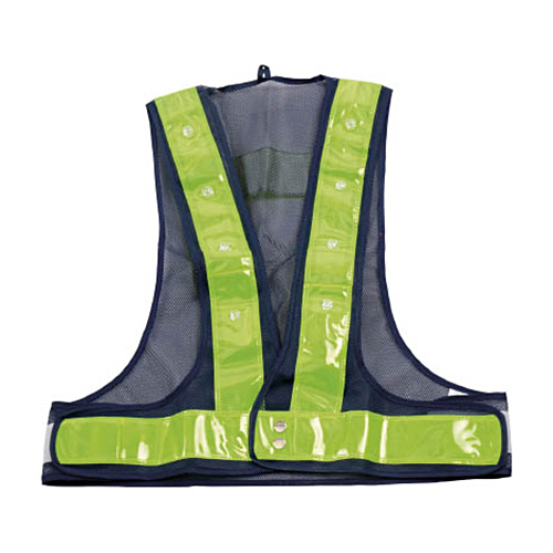 LED付安全ﾍﾞｽﾄ ﾈｲﾋﾞｰ×反射材ｼﾙﾊﾞｰ 青色LED 1着画像