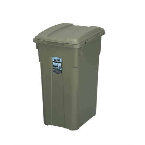 ゴミ箱　屋外兼用　45L　連結カラー分別ペール　カーキ 連結された状態で並べられた異なるカラーのペール