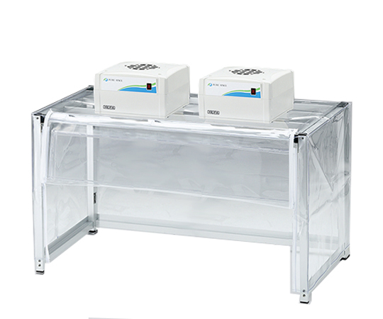 ■海外仕様　折りたたみ簡易クリーンブース（前面パネル板）　ファンユニット2台付き　単相220-240V