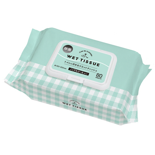 除菌 ﾄｲﾚに流せるｳｴｯﾄﾃｨｯｼｭ ﾉﾝｱﾙｺｰﾙﾀｲﾌﾟ 1ﾊﾟｯｸ(80枚)画像