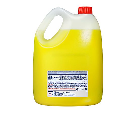 バスマジックリン　業務用　4.5L　梱販売用 大きな容器に入った透明な液体が見える状態
