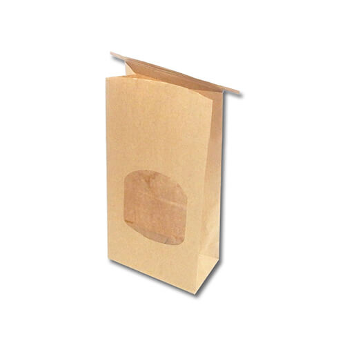 テープ不要！ワイヤータイの付いたクラフト窓付き角底袋