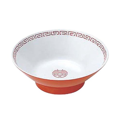 メラミン食器 瑞祥 CA-13 中華丼(小) 白/赤 エンテック