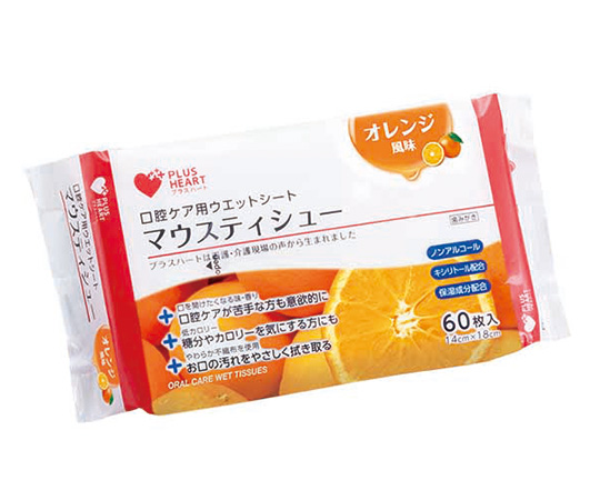 マウスティシュー 口腔ケア用ウエットシート オレンジ風味 1袋（60枚入）画像