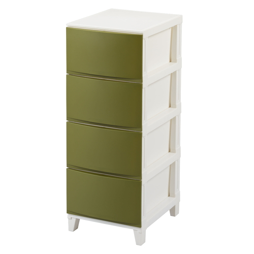 収納ケース チェスト タンス 4段 幅34×奥行42×高さ88cm ルームスシェード サンドカーキ画像