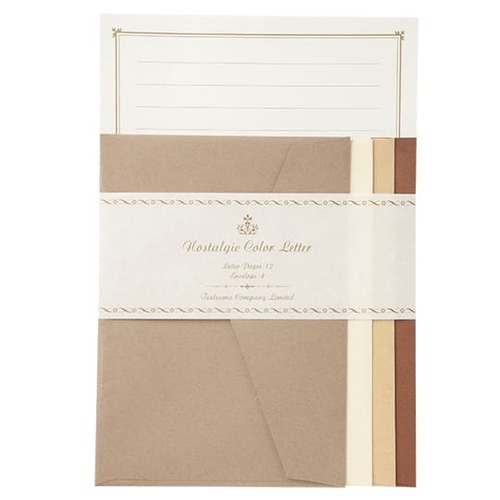 レターセット ノスタルジックカラーブラウン（便箋12枚、封筒4枚入）画像
