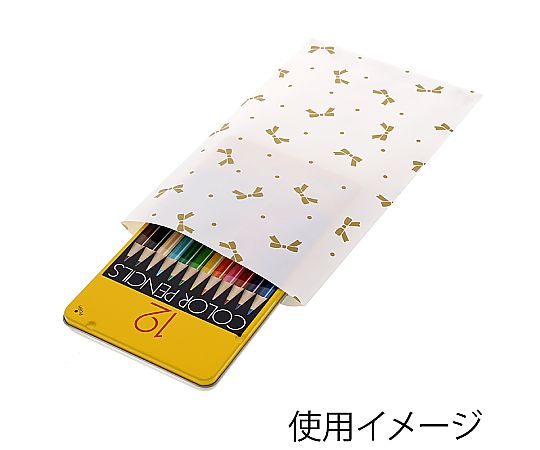 平袋 柄小袋 ストレートタイプ B型 ニューリボン 金 100枚入 金色のリボン柄が施された袋が積み重なっている様子