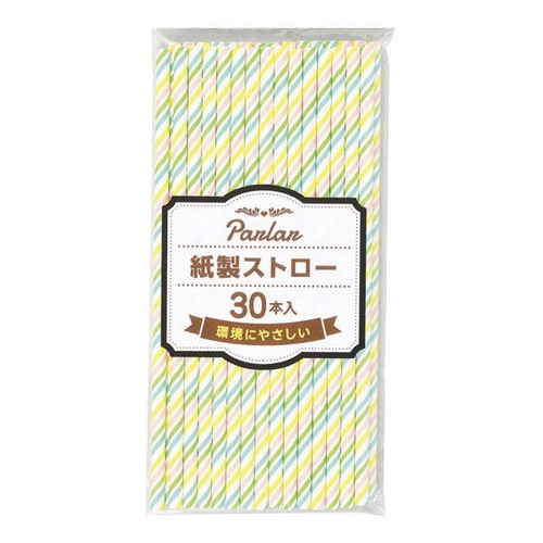 ストロー 30本入り パーラー 紙製 カラフル画像