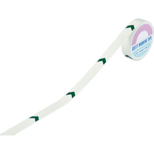 高輝度蓄光ﾗｲﾝﾃｰﾌﾟ(矢印付) 25mm幅×10m 屋内用 PET 1巻画像