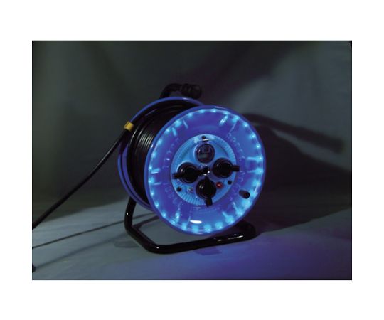 電工ドラム 防雨型LEDラインドラム 青 漏電保護専用 30m