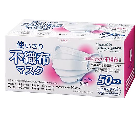 使いきり不織布マスク 小さめサイズ50枚画像