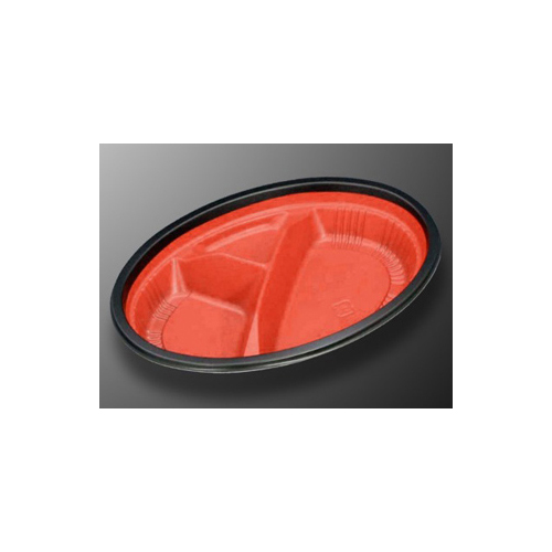 中央化学 弁当容器 CT WF-小判 23A-32 赤黒BKL 本体画像