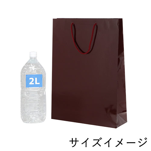 ツヤありPP加工！エンジ色で持ち手紐付きの高級ギフトバッグ