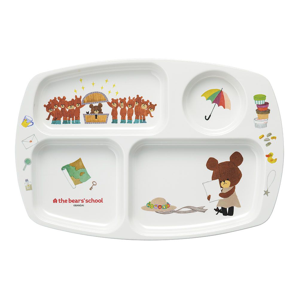 メラミンお子様食器「くまのがっこう」 角ランチ皿 CM-20TA画像