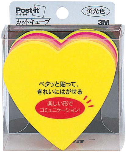 ポストイット　蛍光色　ハート形　５色２２５枚×５画像