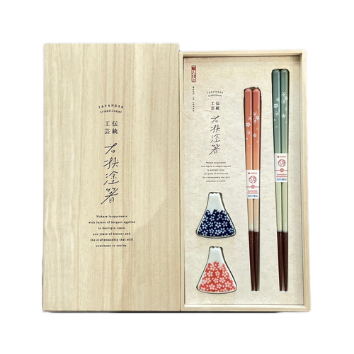 桐箱箸置付夫婦箸 富士見桜画像