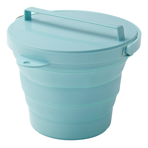 おりたためる ﾊﾞｹﾂ ﾌﾀ付き 8L ﾐﾝﾄｸﾞﾘｰﾝ 1個