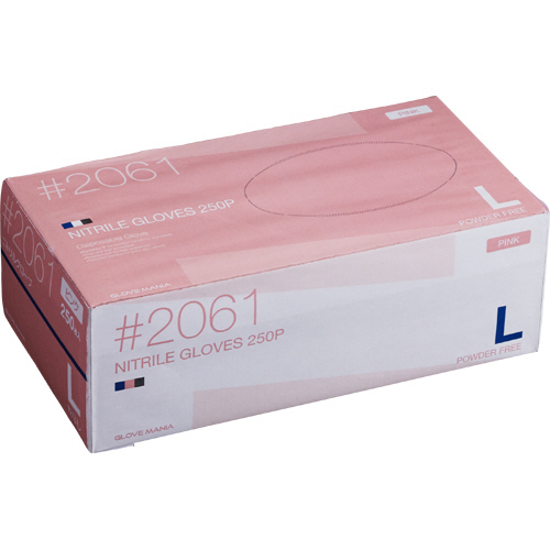 ニトリル　使いきり手袋　粉なし　L　ピンク　1箱(250枚)画像