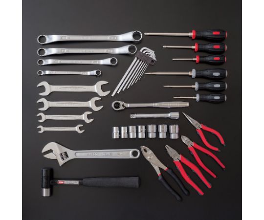 整備用工具セット ツールセット BX230仕様 レッド 間口508×奥行232×高さ302mm 工具が整然と並べられたセットの様子