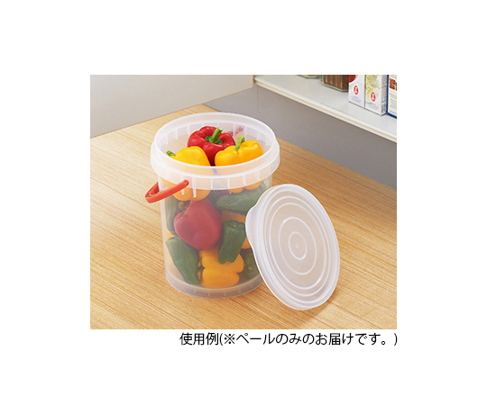 ポリプロペール 5L 本体 レッド 丸みを帯びた容器の正面が見える状態、鮮やかな赤色で光沢感あり