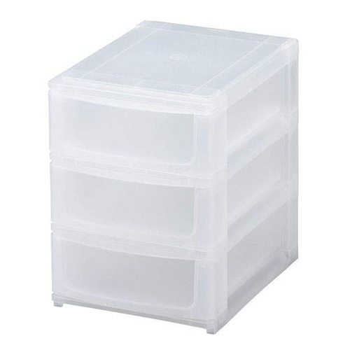 収納ケース 引き出し 幅19.5×奥行26.5×高さ26.5cm A5 浅3段 クリア画像