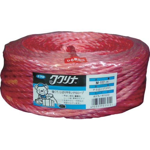 荷造り紐 PSﾛｰﾌﾟ 6φ×100m 赤 1巻画像