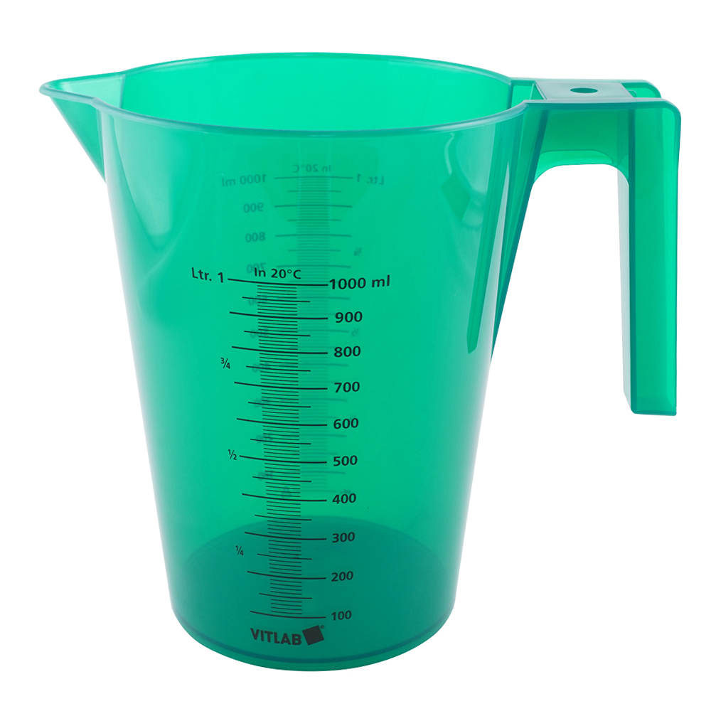 カラフル手付ビーカー（積み重ねタイプ）　1000mL　緑　12個入画像