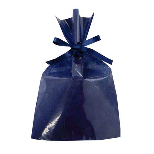 ソフトバッグクリア 2穴リボン巾着 S3 紺画像