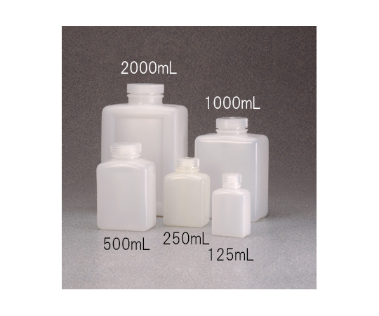角型試薬ボトル HDPE 透明 250mL 1パック（12本入）画像