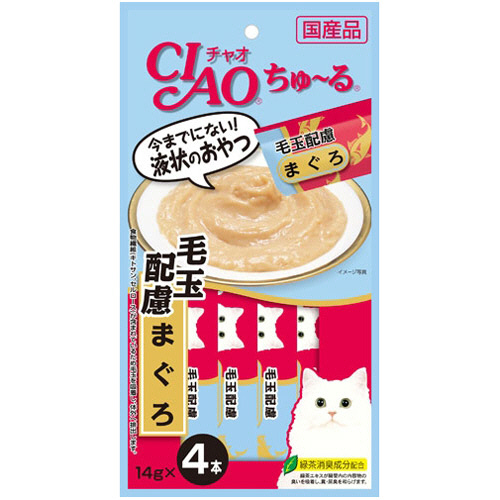 ﾁｬｵ ちゅーる 毛玉配慮 まぐろ 14g/本 1ｾｯﾄ(24本:4本×6ﾊﾟｯｸ)画像