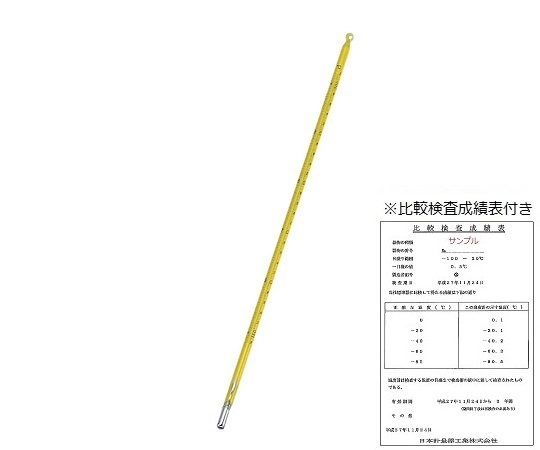 標準温度計（棒状）　No.5　200～250℃　校正証明書付