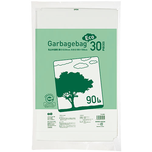 ﾘｻｲｸﾙﾎﾟﾘ袋 乳白半透明 90L 1ﾊﾟｯｸ(30枚)画像
