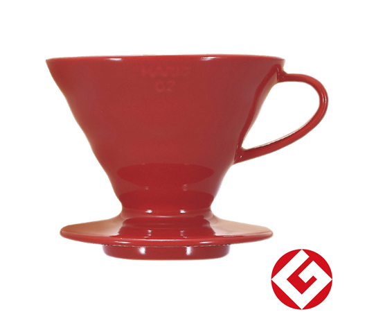 V60透過ドリッパ-02 セラミックR 白いセラミックの透過ドリッパーが上から見える状態