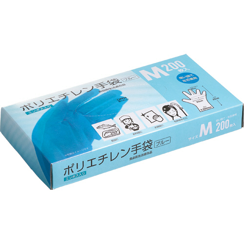 ﾎﾟﾘｴﾁﾚﾝ手袋 M ﾌﾞﾙｰ 1ﾊﾟｯｸ(200枚)画像