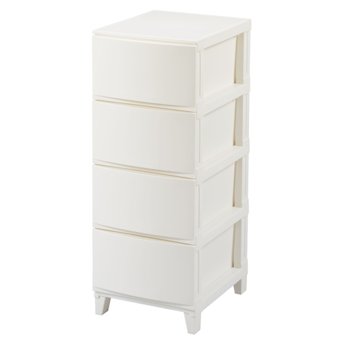 チェスト タンス 4段 幅34×奥行42×高さ88cm ルームスシェード ホワイト画像