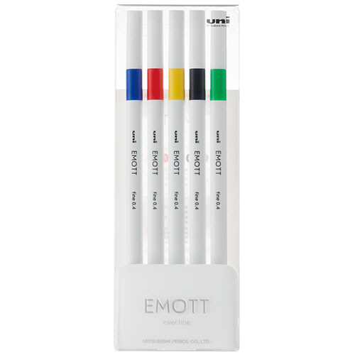 水性ｻｲﾝﾍﾟﾝ EMOTT 5色ｾｯﾄ No.1 ﾋﾞﾋﾞｯﾄﾞｶﾗｰ 1ﾊﾟｯｸ