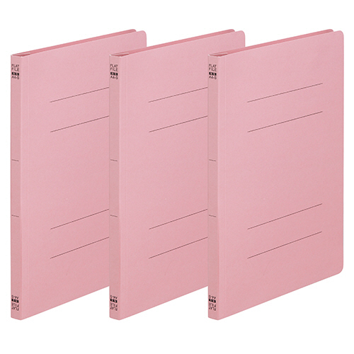 ﾌﾗｯﾄﾌｧｲﾙ(ﾉﾝｽﾃｰﾌﾟﾙ) A4ﾀﾃ 150枚収容 背幅18mm ﾋﾟﾝｸ 1ﾊﾟｯｸ(3冊)画像