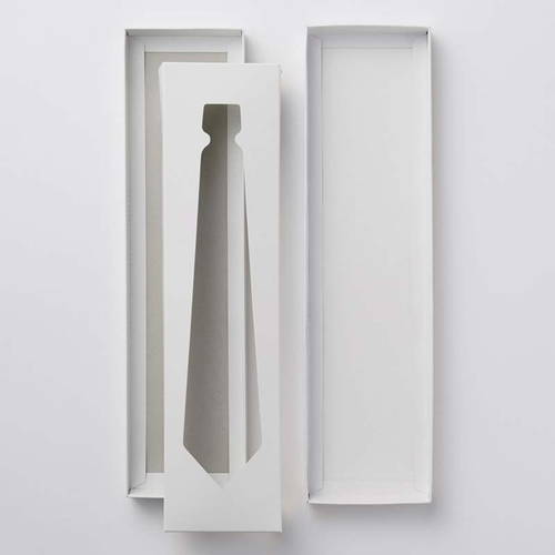 ネクタイの梱包・包装に最適な中枠付きギフトボックス（白）