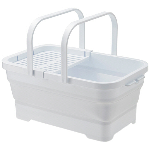 おりたためる ﾊﾞｽｹｯﾄ ちょい置きﾄﾚｰ付 15L ﾎﾜｲﾄ 1個