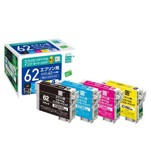 ﾘｻｲｸﾙｲﾝｸ 4色 [ｴﾌﾟｿﾝ:IC4CL62互換] ECI-E624P/BOX 1箱(4個:各1個)画像