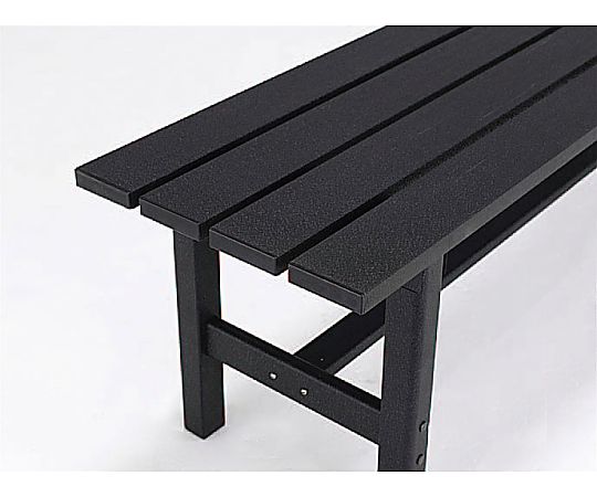 1200x360x400mm ベンチ(アルミ製) アルミ製のなめらかな表面が光を受け、シンプルなデザインの横からの様子。