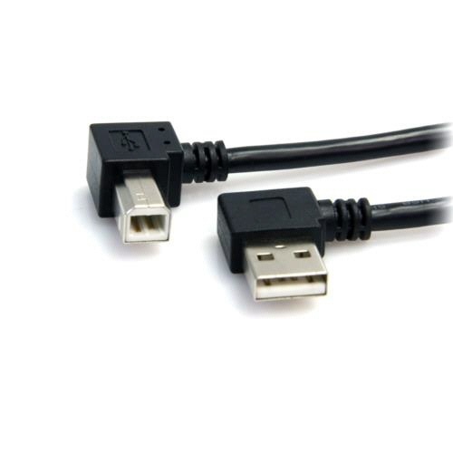 USB2.0ケーブル　90cm　Type　A(L型)オス-B(L型)オス　ブラック　1本
