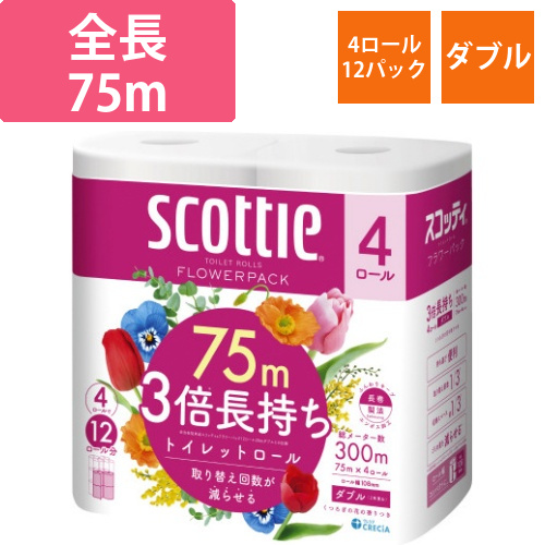 スコッティフラワーパックW75m　4ロール×12P画像
