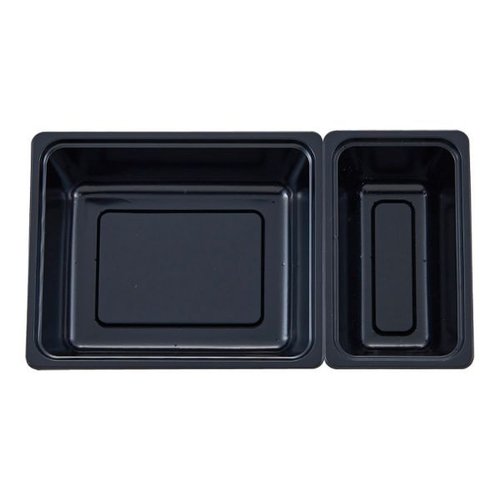 仕出し弁当容器 TS-BOX70-40 本体2段セット(上段＋下段) タカギ産業 [バラ販売] 重なった状態の二段式容器、透明な蓋が特徴的